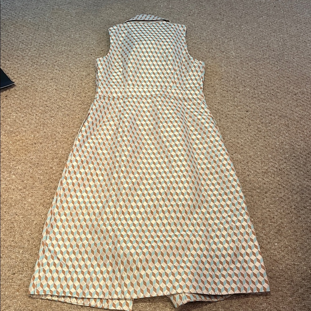 Tuckernuck Ocean Spray Sleeveless Cheyenne Dress – M –Tan & Blue Geometric Print - Picture 10 of 11